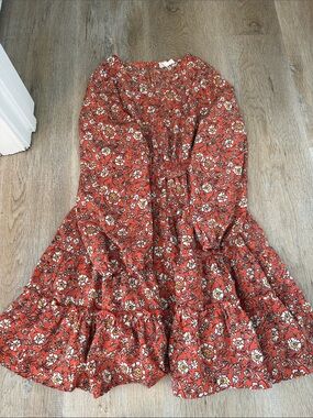 Hayden Girls Red Floral Tiered Dress